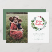 groene krans vrolijke kerstkaart (Voorkant / Achterkant)