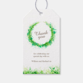 Groene krans waterverf kunst dank u cadeau labels cadeaulabel