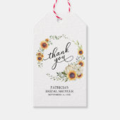 Groene Krans Zonnebloemen Bruiloftsfeest Herfst Cadeaulabel (Voorkant)