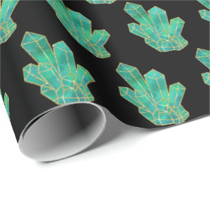 Groene Kristallen Patroon Wrapping Papier