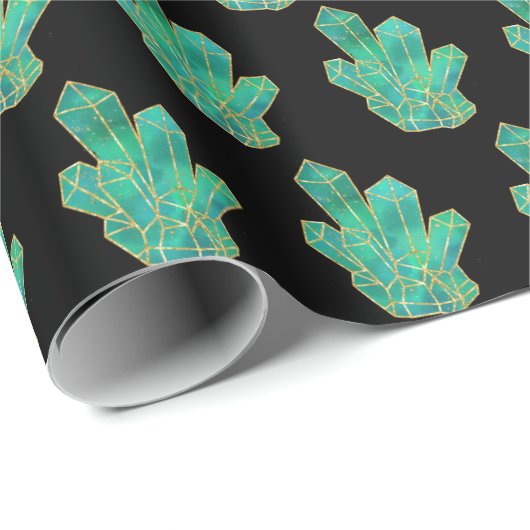 Groene Kristallen Patroon Wrapping Papier (Rol Hoek)