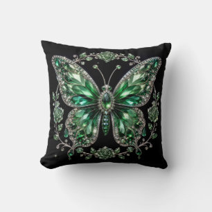 Groene Kristallen Vlinder Bloem Frame Kussen