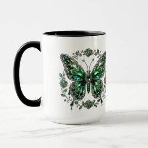 Groene Kristallen Vlinder Bloem Frame Mok