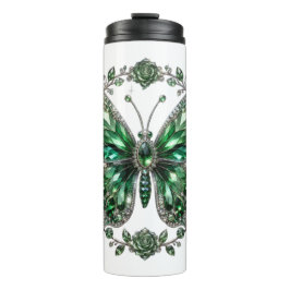 Groene Kristallen Vlinder | Bloem Frame Thermosbeker