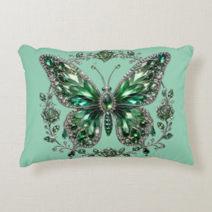 Groene Kristalvlinder Bloemframe Accent Kussen