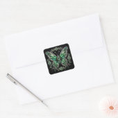 Groene Kristalvlinder | Bloemframe Vierkante Sticker (Envelop)