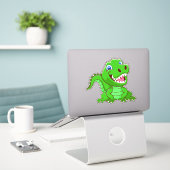Groene krokodil Cartoon-64836 Sticker (Laptop op bureau)