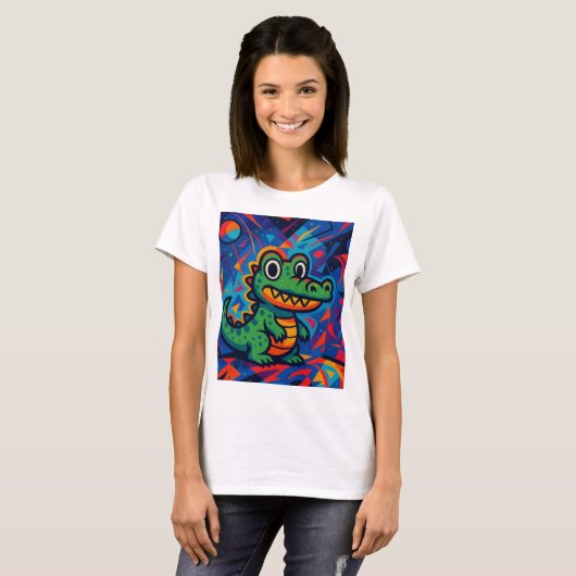Groene krokodil vrouwen T-shirt (Voorkant volledig)
