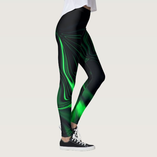 Groene krommen of golflengte in het donkerste fond leggings (Rechts)