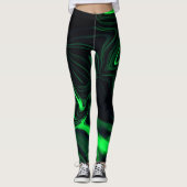 Groene krommen of golflengte in het donkerste fond leggings (Voorkant)