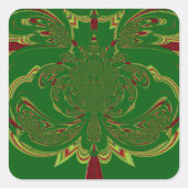 Groene Kroon Vierkante Sticker (Voorkant)