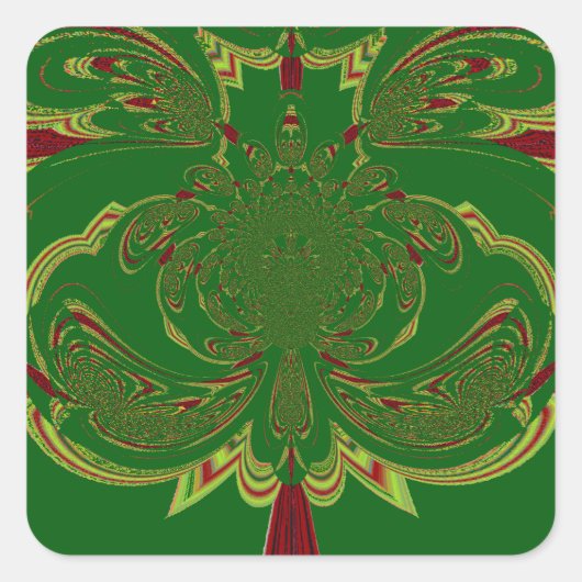 Groene Kroon Vierkante Sticker (Voorkant)