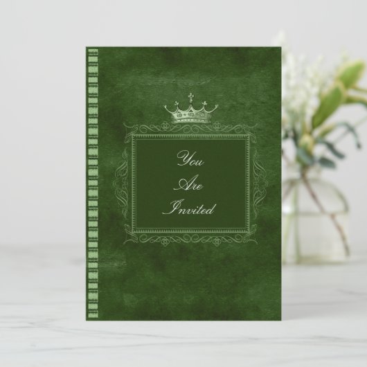 Groene kroonbruiloft Uitnodigingen (Staand voorkant)