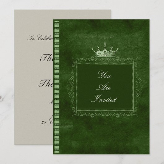 Groene kroonbruiloft Uitnodigingen (Voorkant / Achterkant)