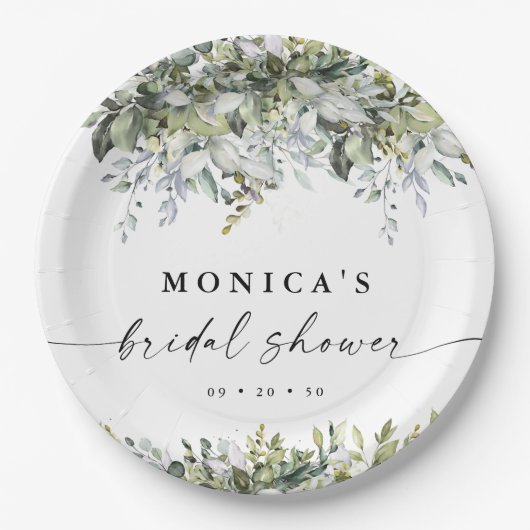 Groene Kruiden Bruidsfeest Papieren Bord (Voorkant)
