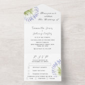 Groene kruiden Waterverf Paarse lavender Weddensch All In One Uitnodiging (Binnen)
