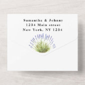 Groene kruiden Waterverf Paarse lavender Weddensch All In One Uitnodiging (Achterkant)