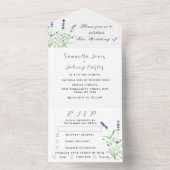 Groene kruiden Waterverf Paarse lavender Weddensch All In One Uitnodiging (Binnen)