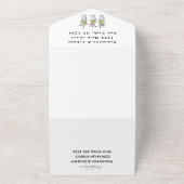 Groene kruiden Waterverf Paarse lavender Weddensch All In One Uitnodiging (Buitenkant)