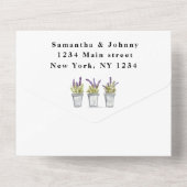 Groene kruiden Waterverf Paarse lavender Weddensch All In One Uitnodiging (Achterkant)