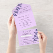 Groene kruiden Waterverf Paarse lavender Weddensch All In One Uitnodiging (Afscheurbaar)