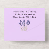 Groene kruiden Waterverf Paarse lavender Weddensch All In One Uitnodiging (Achterkant)