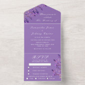 Groene kruiden Waterverf Paarse lavender Weddensch All In One Uitnodiging (Binnen)