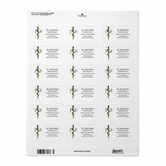 Groene kruidenroodbruine kruidenrob van Asclepius Etiket (Full Sheet)