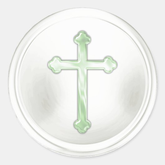 Groene kruis op witte envelop sluitzegel sticker (Voorkant)
