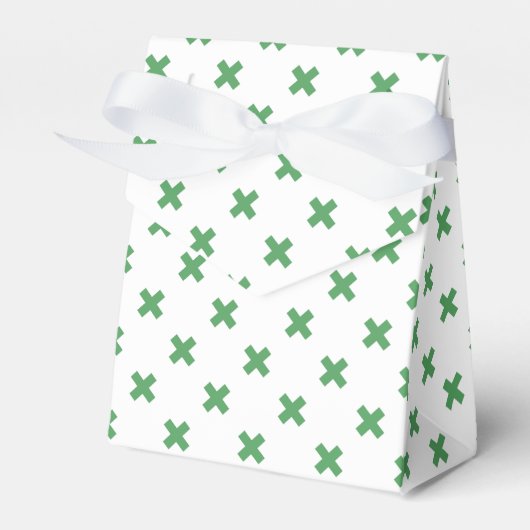 Groene kruisstiften op wit bedankdoosjes (Voorkant Zijde)