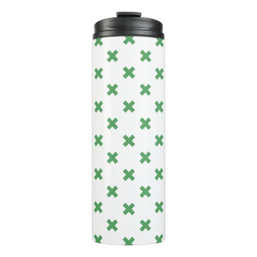 Groene kruisstiften op wit thermosbeker (Voorkant)