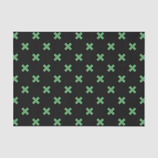 Groene kruisstiften op zwart tissuepapier (Voorkant)