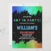 Groene kunst in feestverf - Birthday - uitnodiging (Voorkant)