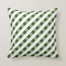 Groene kussen met witte strepen.