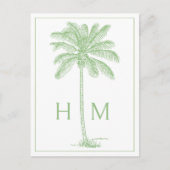 Groene Kust Palmetto Palm Monogram Briefkaart (Voorkant)