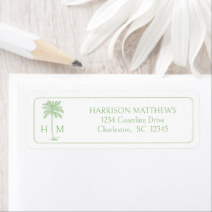 Groene Kust Palmetto Palm Monogram Etiket