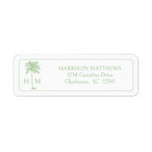 Groene Kust Palmetto Palm Monogram Etiket (Voorkant)