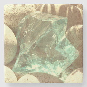 Groene kwarts beige stenen natuur rock mineraal stenen onderzetter