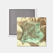 Groene kwarts bruine steen natuur foto magneet (Voorkant / Achterkant)