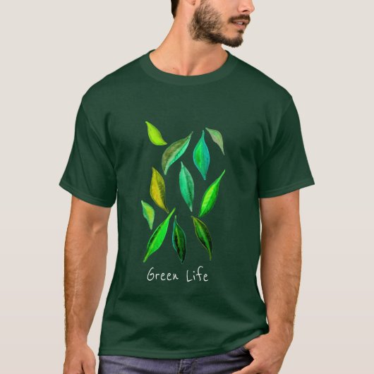 Groene laat waterverf milieuvriendelijk t-shirt (Voorkant)