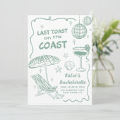Groene laatste toast op de kust strand bachelorett kaart (Staand voorkant)