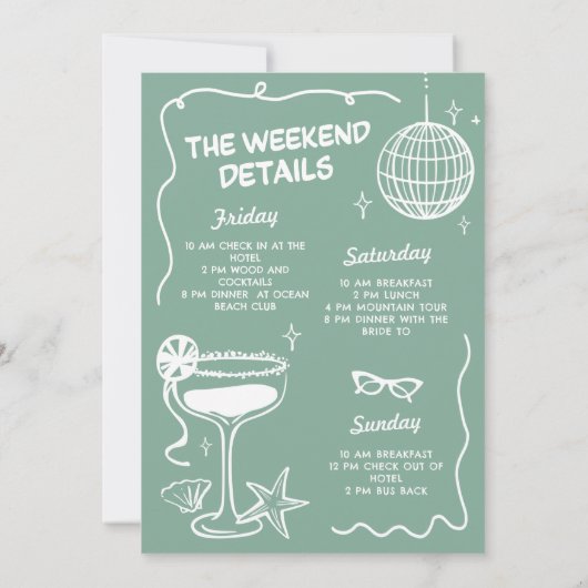 Groene laatste toast op de kust strand bachelorett kaart (Achterkant)