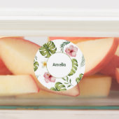 Groene labels met roze bloempatroon (Aangebracht)