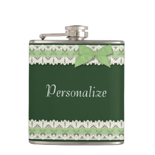  groene lace-lintboegkolf heupfles