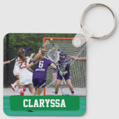Groene Lacrosse Blokken van Stokken en Ballen Sleutelhanger (Achterkant)