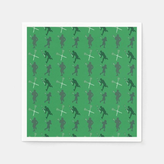Groene lacrosse silhouettes servetten (Voorkant)