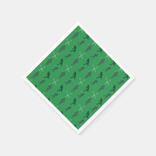 Groene lacrosse silhouettes servetten (Hoek)