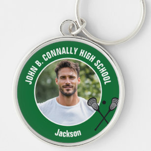 Groene Lacrosse Speler Foto Hogeschool Spirit Sleutelhanger