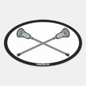 Groene Lacrosse Sticks Ovale Sticker (Voorkant)
