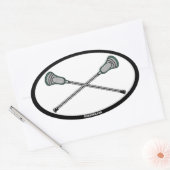 Groene Lacrosse Sticks Ovale Sticker (Envelop)